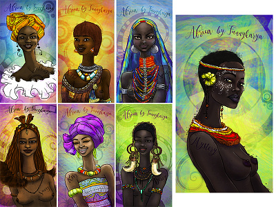 African's girls art illustration