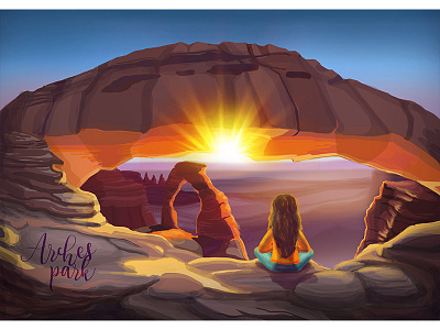 Arches park drawing illustration