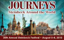 Steinbeck Festival Web Graphic - Small blue red sky travel world