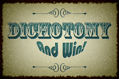 Dichotomy And Win blue brown dichotomy letterpress win yellow