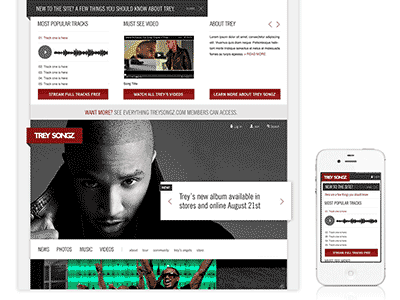 Trey Songz Responsive Homepage Expanded crop ipad iphone minimal mobile music responsive web design rwd songz trey website