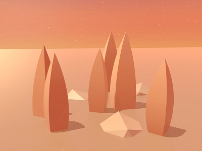 Sun Bath 3d 3d art abstract c4d cinema4d concept desert game art geometric gradient illustration nature stars trees