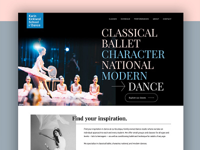 Karin Kirkland School of Dance Landing Page branding dance design typography ui ux web