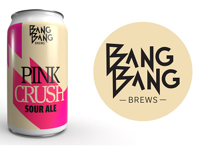 Bang Bang Brews — Pink Crush Sour Ale branding design illustration logo typography vector