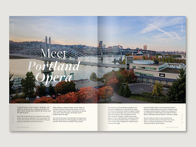 Meet Portland Opera magazine spread branding design editorial design editorial layout marketing performing arts typography