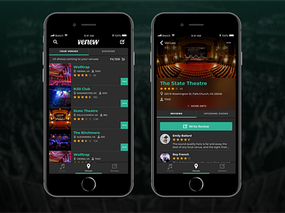 Venew App  – venue screens