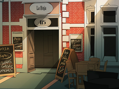 Spanish Restaurant illustration restaurant scene