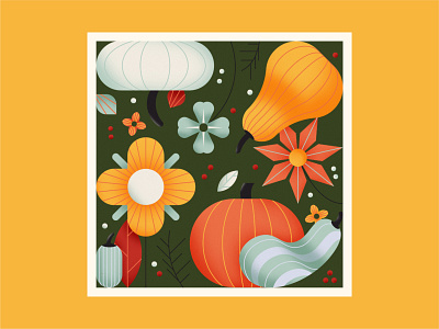 It's Fall Y'all autumn autumn leaves design fall flower gourd illustration nature october pattern pumpkin season texture