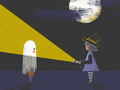 Halloweener character design drawing ghost halloween illustration moon photoshop pumpkin texture witch