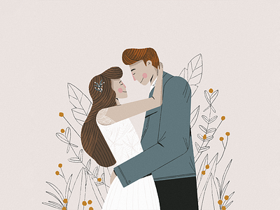 Bri + Hunter boy characterdesign characters couple design girl illustration illustrator love marriage people photoshop plants texture wedding