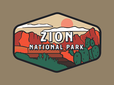 Zion National Park badge design illustration national park vector