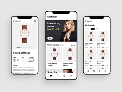 Daniel Wellington Mobile UI Concept app branding design minimal ui ux xd