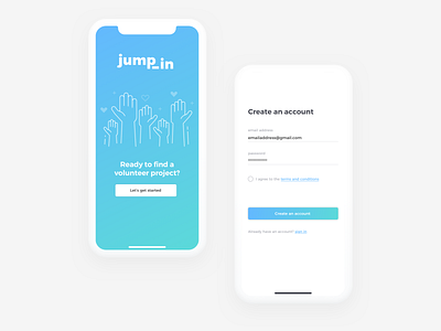 Daily UI 001 - Signup app app design blue branding dailyui dailyui001 dailyuichallenge gradient newaccount signup userexperience userinterface ux uxui volunteer