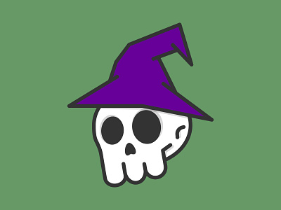 Witchy Skeleton cute flat halloween icon