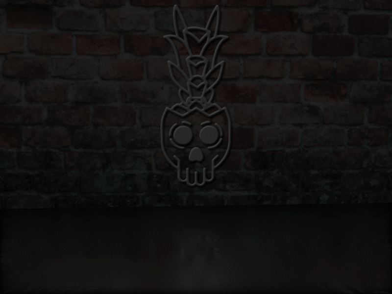 Neon Pineapple Skull Animation adobe aftereffects brick wall city gif neon sign
