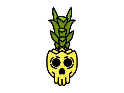 Pineapple Skull black design fruit green icon illustration pineapple skull summer tropical vector yellow