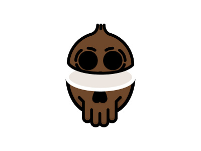 Split Coconut Skull black brown coconut design fruit icon illustration nut seed skull split summer tropical vector white