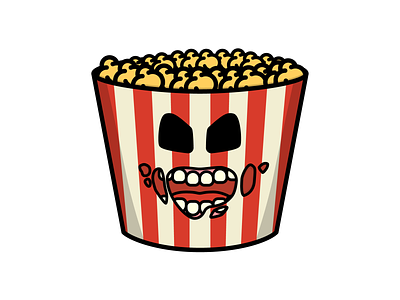 Popcorn Zombie black design halloween horror icon illustration movie pink popcorn red striped theater vector white yellow zombie