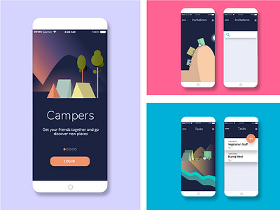 Pack up! app camper campers camping cars interface landscape tent ui