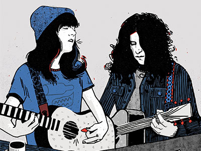 Courtney Barnett and Kurt Vile digital editorial illustration likeness portrait sketch