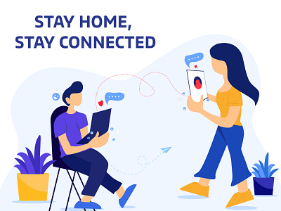 Stay Home, Stay Connected design illustration illustrator vector