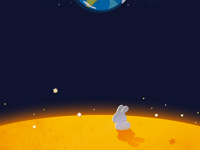 moon rabbit design illustration