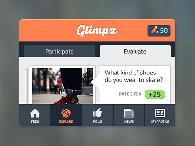 Glimpz UI app design ios ui user interface