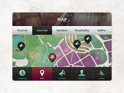 LIB Festival App festival ios map music paper schedule texture ui user experience user interface ux woodgrain