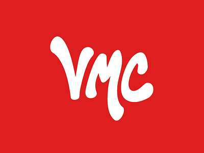 VMC Logo branding identity logo red script type