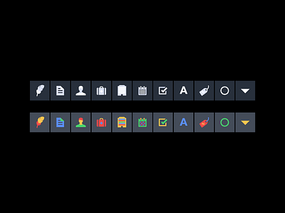 Toolbar color icons ui user experience user interface ux