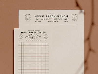 Wolf Track Ranch Stationary billhead land letterhead ranch saddle scroll stationary