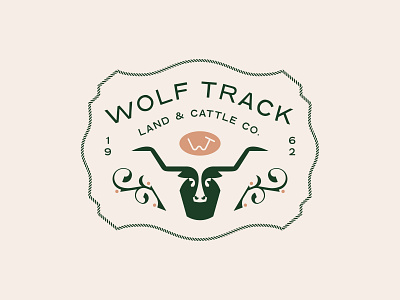 Wolf Track Ranch badge brand green land longhorn patch