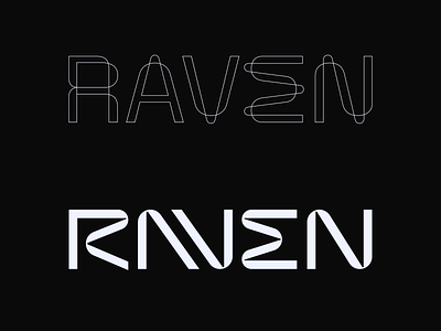 Raven 3d bird geometry lettering logo logotype technology wordmark