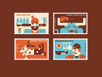 Minnesota Folktale Stamps folktale identity illustration stamps