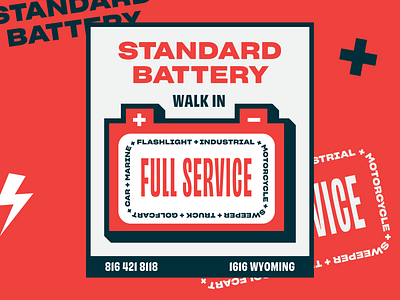 Standard Battery Sign badge lightning red signage