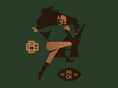 Go Pack Go football gold green logo monogram vintage wisconsin