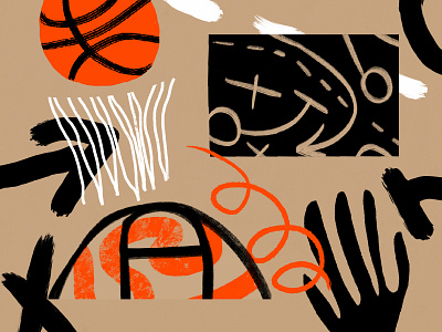 Basketball abstract arrow basketball basketball court game line orange procreate