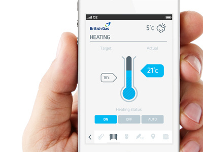 Remote heating UI concept blue control heating iphone metro remote temperature weather white