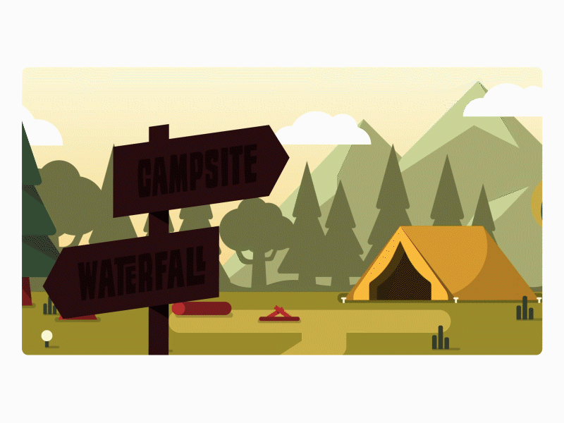 Warm Campsite animated animated gif camp camping design digital illustration illustration minimalistic motion design motion graphics parallax simple vector