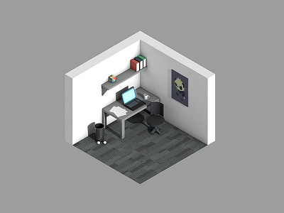 Office 3d architecture c4d cinema4d isometric lowpoly minimalist minimalistic office