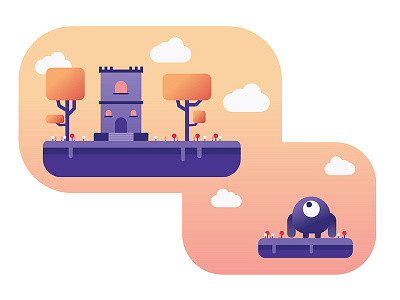 The Lonely Giant castle cyclops floating island giant illustration island landscape monster sky