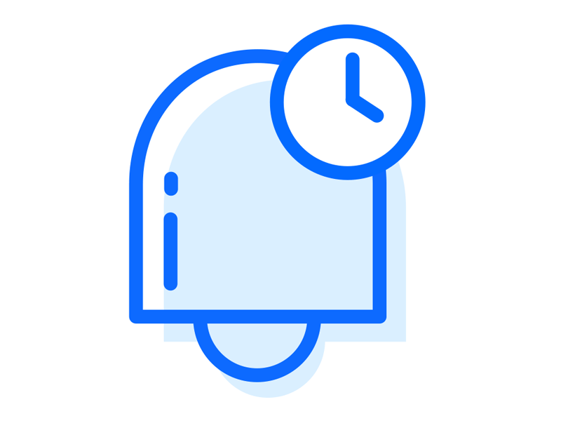 Reminder date animation 2d bell blue clock date ease icon iconography reminder ring synerise time
