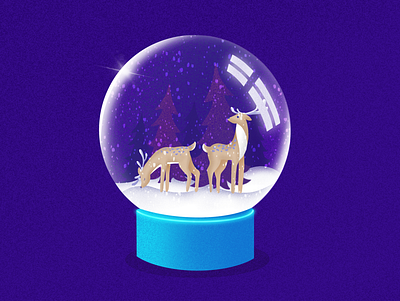 Christmas snow globe christmas deer design digital art illustration procreate snow snow globe