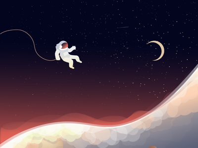 Night vs Day astronaut earth illustration moon nightsky stars