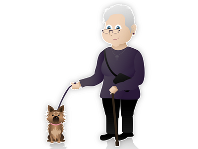 Old lady illustration adobeillustrator design dog drawing grandmother illustration lady nan oldlady woman
