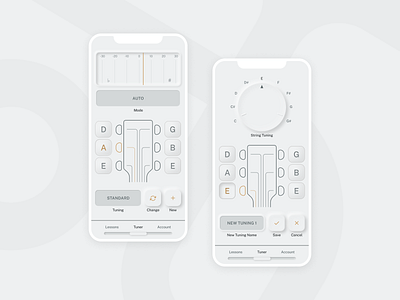 Guitar Tuner App app concept design figma guitar mobile neumorphism skeumorphism tuner ui