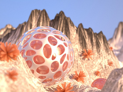 Daily exercise/08 abstract c4d metal mountain red