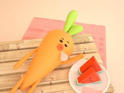 Summer Story_04 c4d carrot desk summer watermelon