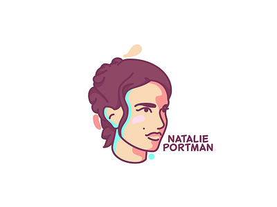 Hello, Dribbble! actress color flat illustration portman portrait