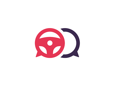 Logo Challenge | Rideshare Car Service car carsharing dailylogochallenge flat logo logotype minimalism speech bubble steering wheel